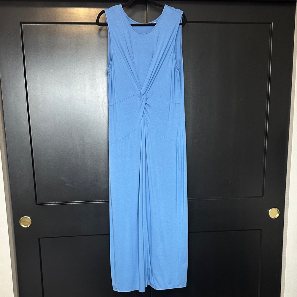 T Tahari Sky Blue Knit Maxi Dress